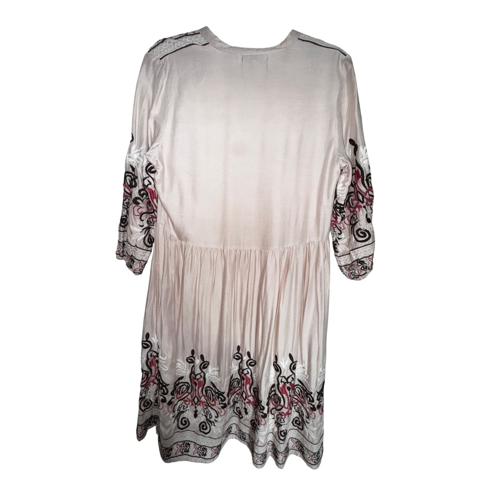 Tan World Market Womens S/M Embroidered Boho Dress Hippie Casual Western Cute - Picture 2 of 7